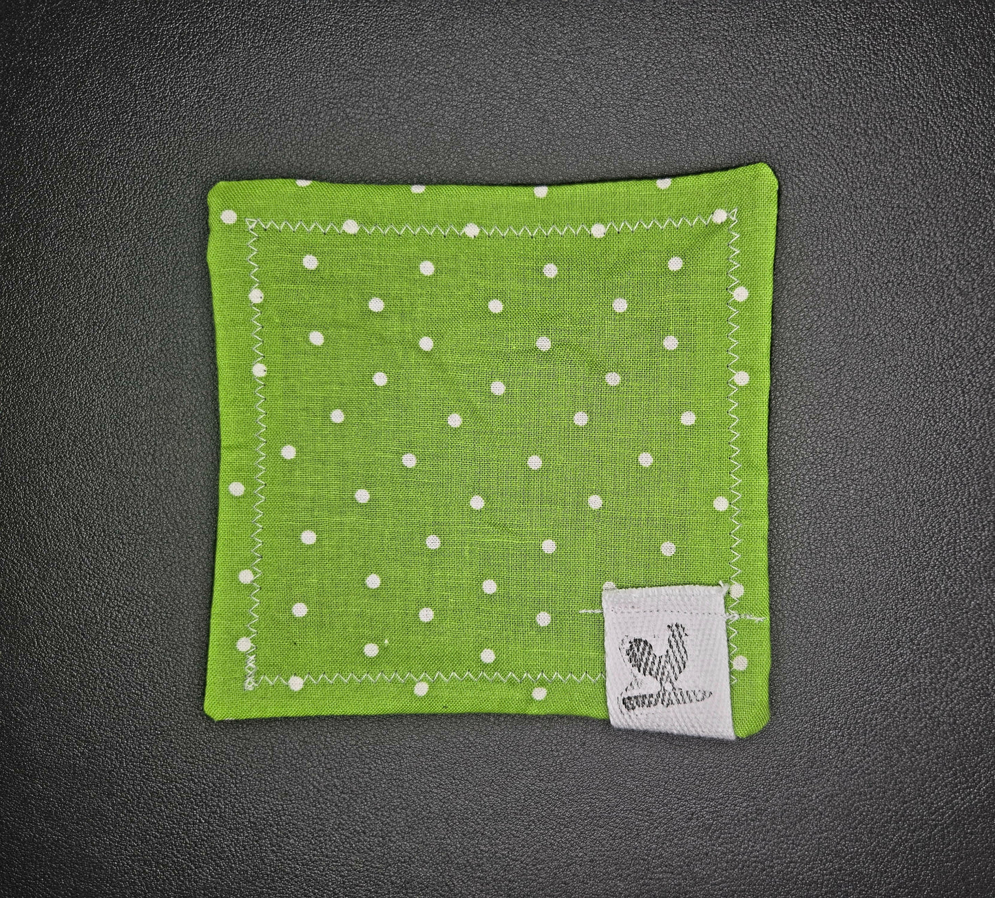 Rooster Ridge Rags Green with White Dots and White Stitching