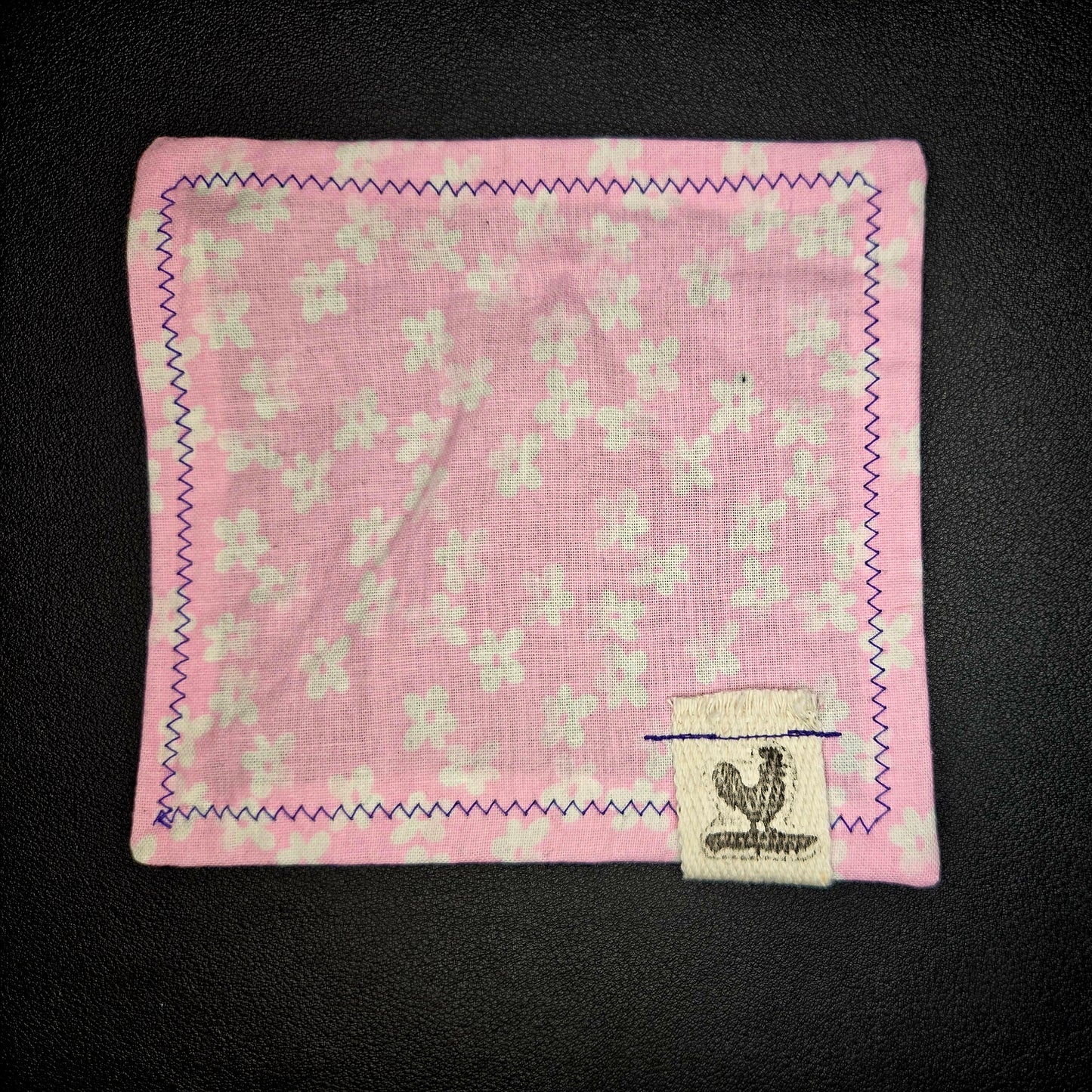 Rooster Ridge Rags Pink with White Flowers with White Stitching