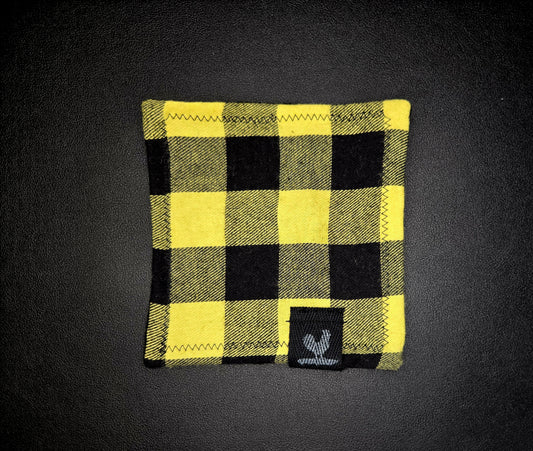 Rooster Ridge Rags Plaid: Black and Yellow Flannel with Black Tag