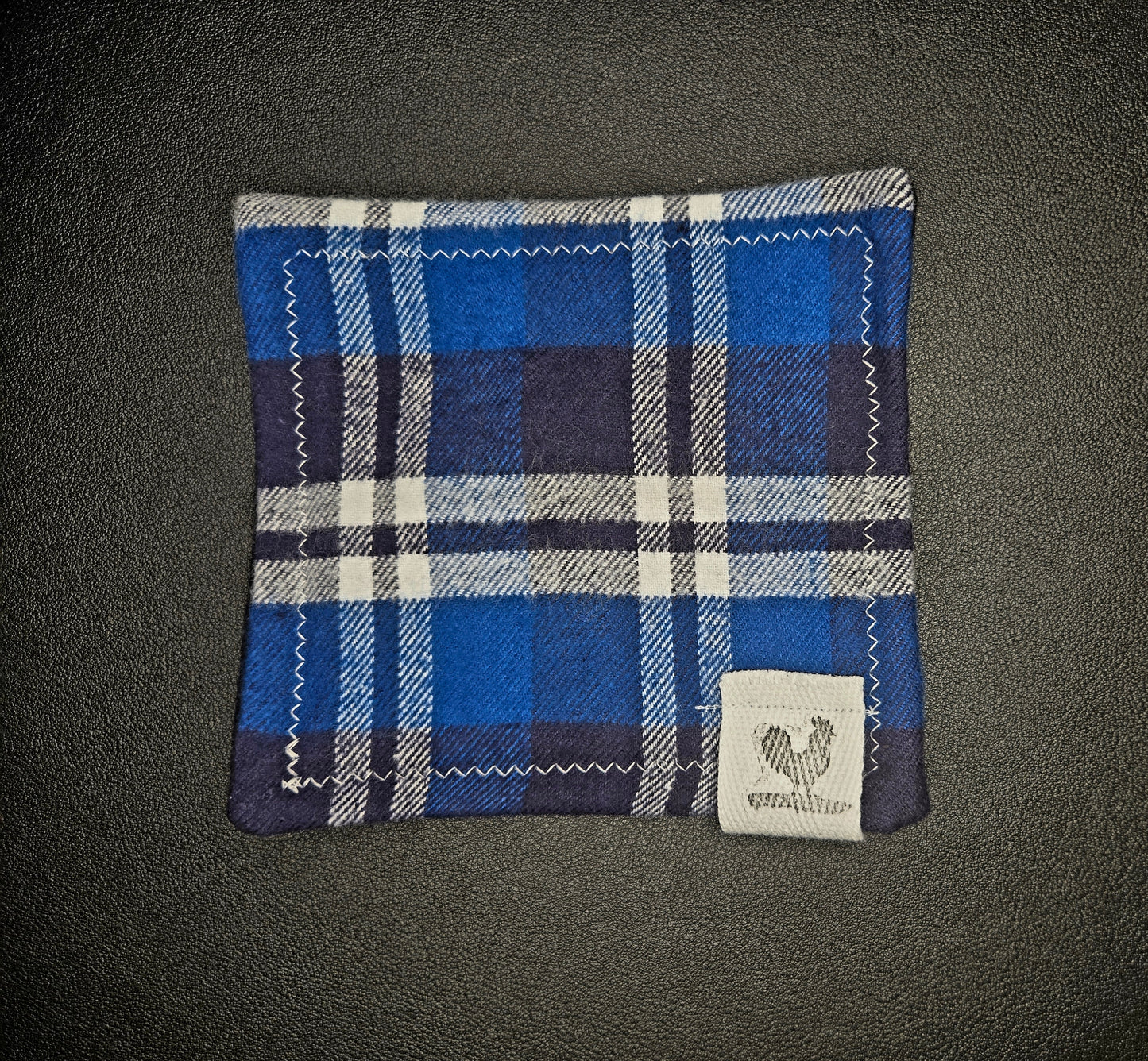 Rooster Ridge Rags Blue and White Flannel with White Stitching