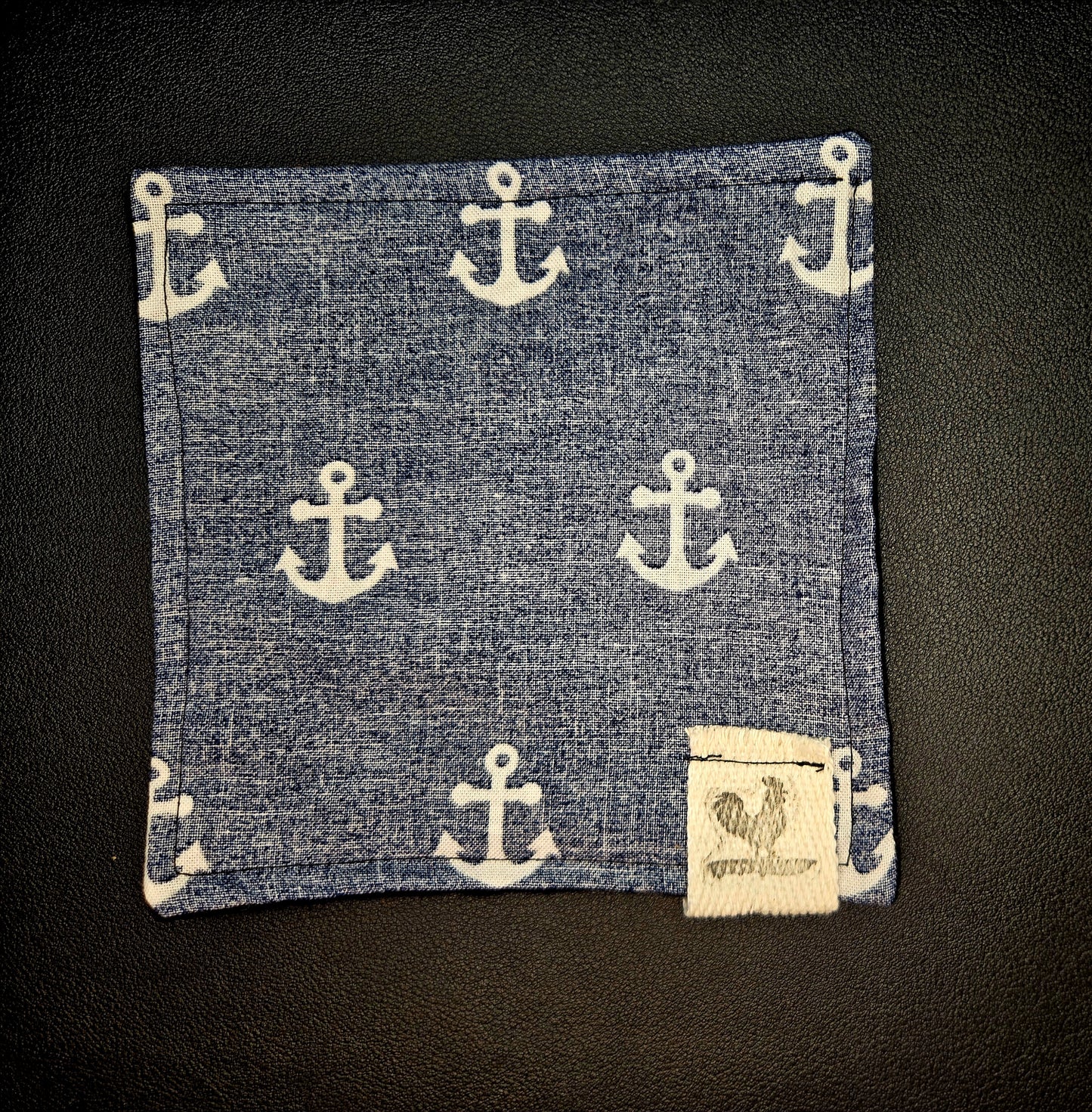 Rooster Ridge Rags Navy Blue with White Anchors Inside Out