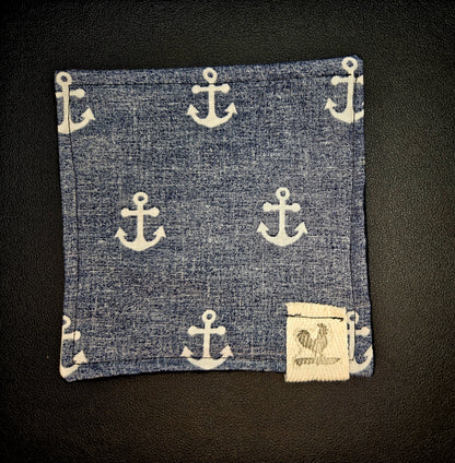 Rooster Ridge Rags Navy Blue with White Anchors Inside Out