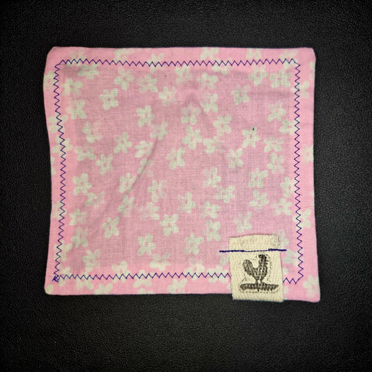 Rooster Ridge Rags Pink with White Flowers with White Stitching