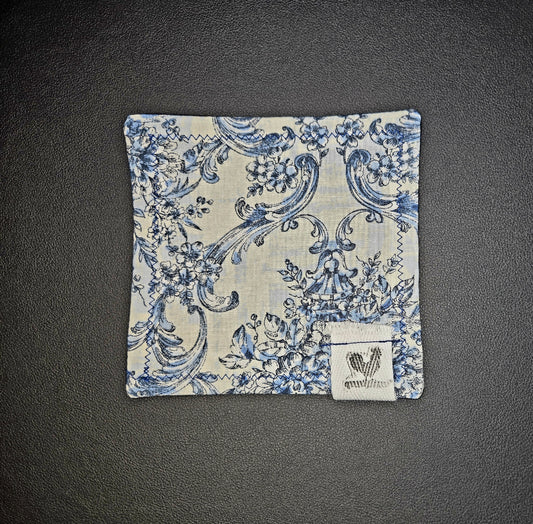 Rooster Ridge Rags White with Blue Flowers and Blue Stitching